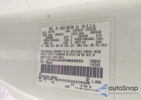 1997 Ford F-150 Lariat/Xl/Xlt z USA, uszkodzony, nr VIN 1FTDX18W2VNB52805